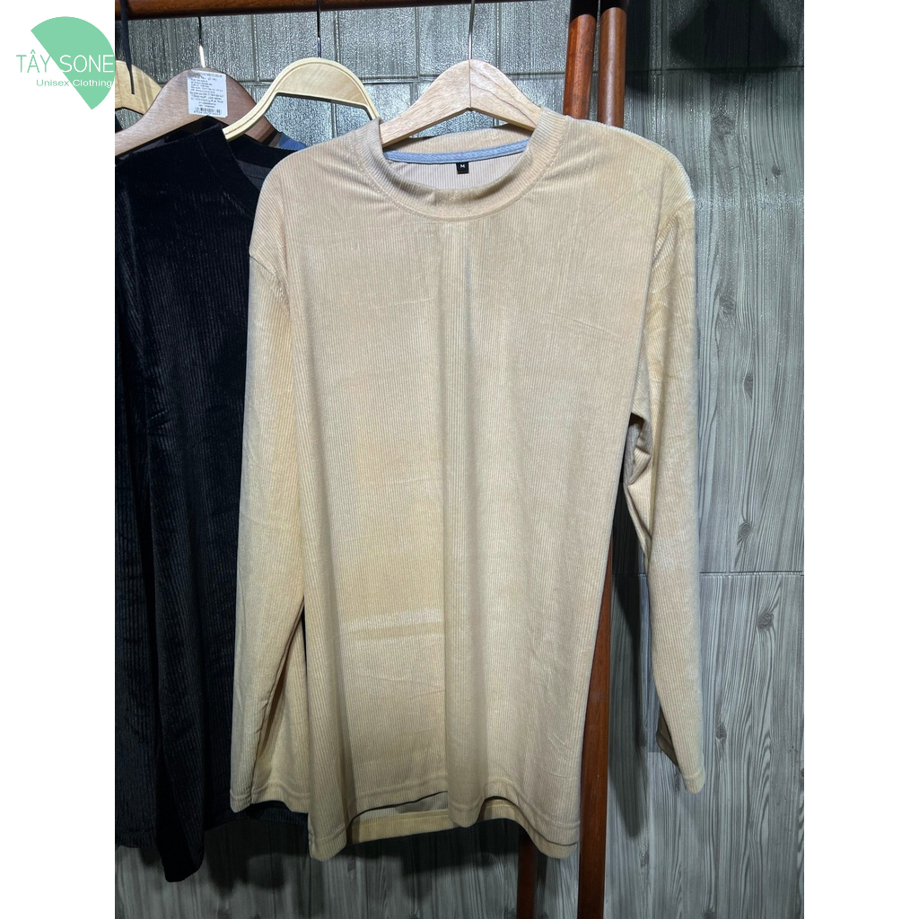Áo thun cổ tròn Unisex Tay dài nhung sọc STIX