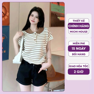 Áo motoghi nữ michi house áo thun nữ cổ polo tay ngắn phong cách hàn quốc mặc mát co dãn tốt trẻ trung thanh lịch a36