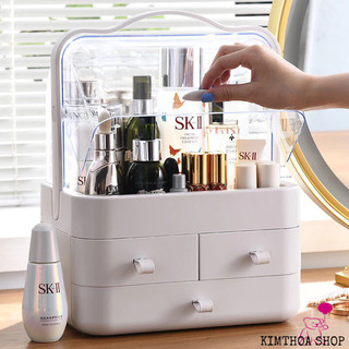 Kệ đựng mỹ phẩm size lớn 36*18*26cm, tủ đựng đồ trang điểm có nắp chống bụi bẩn & chống nước