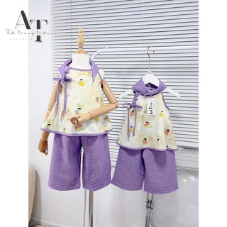 Bộ set yếm màu tím cho bé gái