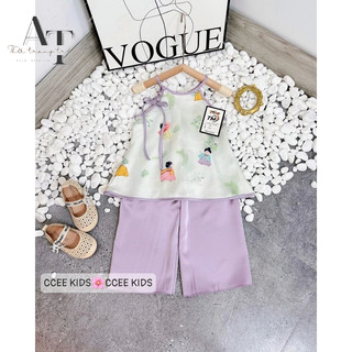 Bộ set yếm màu tím cho bé gái