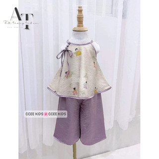Bộ set yếm màu tím cho bé gái