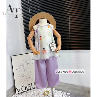 Bộ set yếm màu tím cho bé gái
