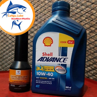 [DauNhot-PhuGia] Nhớt shell AX7 Scooter 10W40 0.8L, Phụ gia nhớt nano Maxi kết hợp shell  AX7 tăng độ bền nhớt