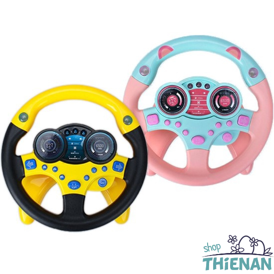 Đồ chơi mô hình vô lăng có nhạc và đèn gắn xe ôtô, mặt phẳng trong nhà xoay 360 cho bé