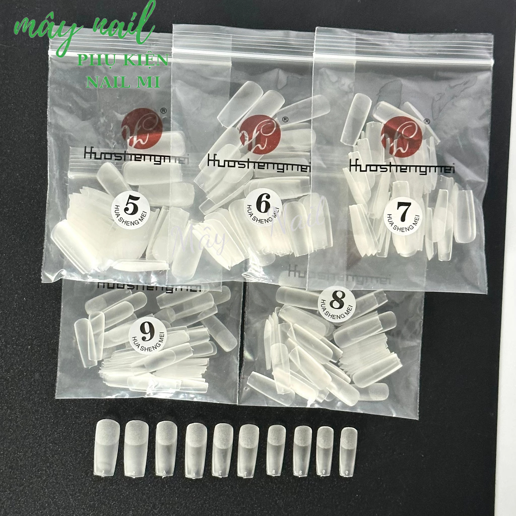 Móng úp lẻ size vuông nhám trong