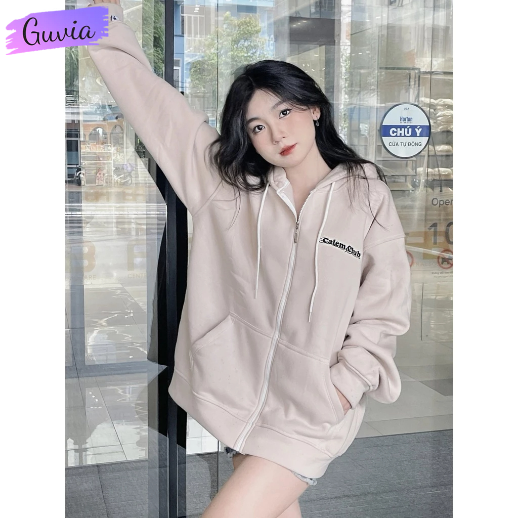 Áo Khoác Nỉ CALEM Dây Kéo Zip Nam Nữ Ulzzang Unisex, Áo Khoác Nỉ In Chữ Form Rộng Đẹp GUVIA