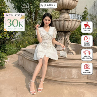 Váy xinh thiết kế tiểu thư tay bồng xếp ly thắt eo thời trang thiết kế Larry Clothing V916