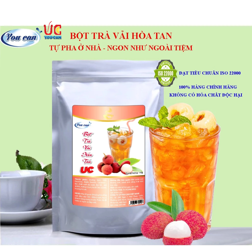 TRÀ VẢI HÒA TAN UC hàng chính hãng/ Bột trà hoa quả PHA SẴN SIÊU NHANH thơm ngon chuẩn vị.