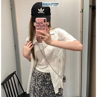  Áo sơ mi nữ Tay Ngắn Linen phom rộng cá tính ANHSTORE  Áo sơ mi nữ tay ngắn Basic Hàn Quốc màu pastel 