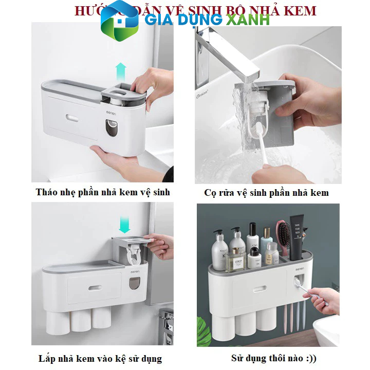 Bộ Nhả Kem Đánh Răng Tự Động OENON Chính Hãng Cao Cấp Kệ Để Đồ Phòng Tắm Hộp Đựng Bàn Chải Dán Tường