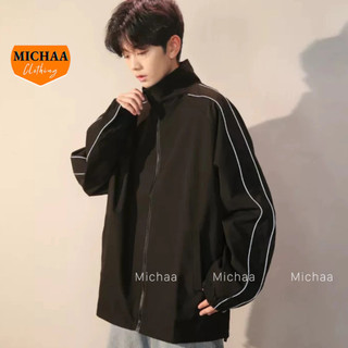 Áo Khoác Bomber Dù CHẠY SỌC TAY Nam Nữ Form Rộng Lớp, Áo Khoác Ulzzang Unisex Bóng Chày Thời Trang MICHAA AKD12
