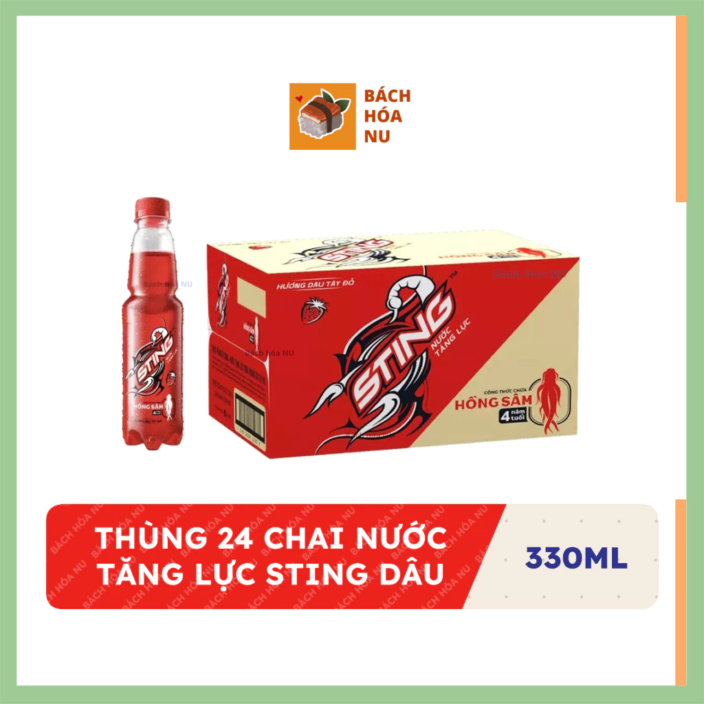 Thùng 24 chai nước tăng lực Sting hương dâu 330ml