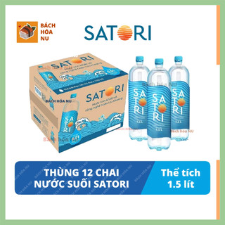 Thùng 12 chai nước tinh khiết hoàn lưu khoáng Satori 1,5L - 12 chai nước suối Satori 1.5L