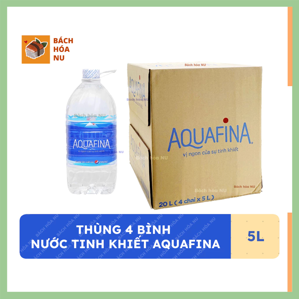 [Hỏa tốc] Thùng 4 bình nước tinh khiết Aquafina 5 lít - Thùng 4 bình nước suối Aquafina 5 lít