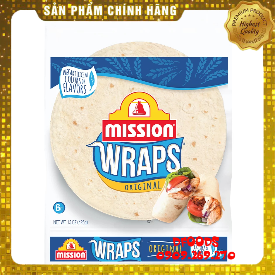 Vỏ bánh Roti Tortillas Wraps Mission gói 360g