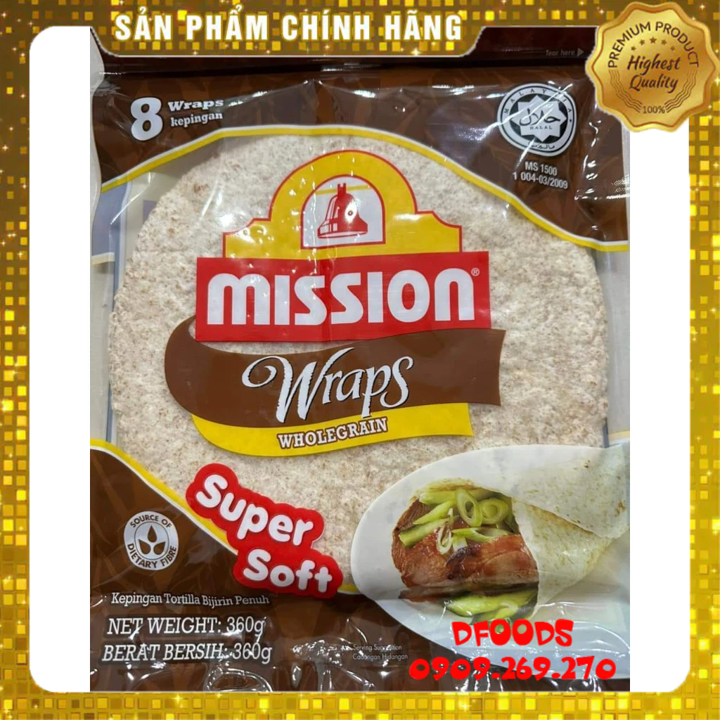 Vỏ bánh Roti Tortillas Wraps Mission gói 360g