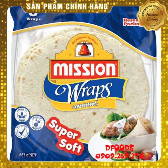 Vỏ bánh Roti Tortillas Wraps Mission gói 360g 8PCS