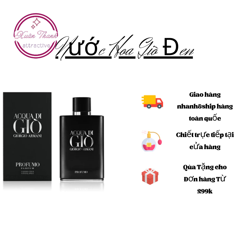 Nước hoa nam Aqua Di Giò Đen Profumo - Nam tính, Lịch Lãm, Tươi mát_XT