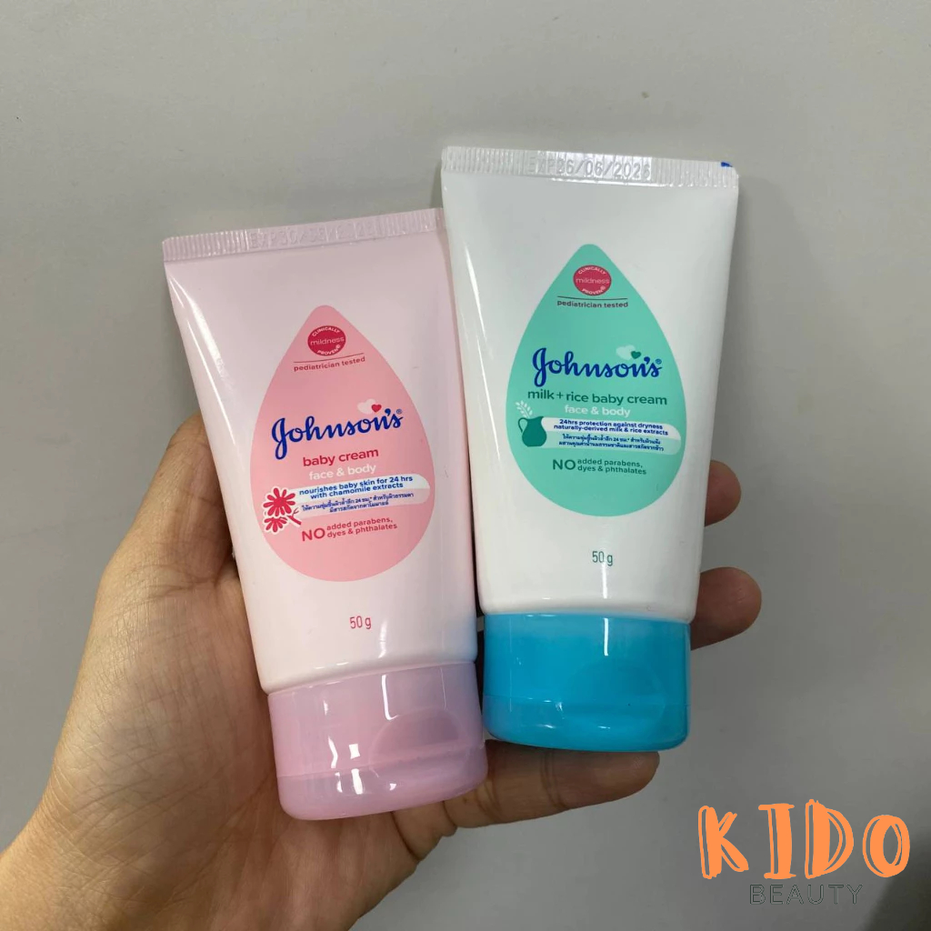 Kem Dưỡng Da, Dưỡng Ẩm Cho Bé JOHNSON'S BABY Milk+Rice Baby Cream / Cream 50g - Kem dưỡng thể nắp xanh/nắp hồng