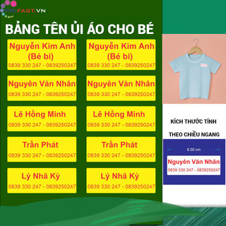 Sticker ủi áo in tên bé trường mầm non thay đổi tên theo yêu cầu