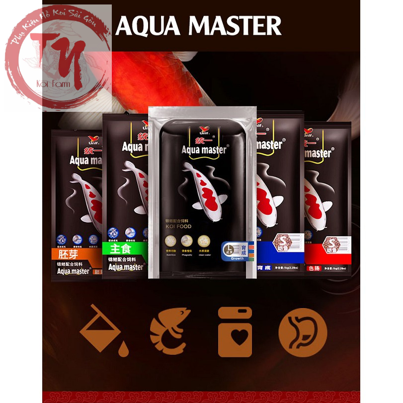 Thức ăn cá Koi hạt chìm Siêu tăng trưởng Aquamaster Higrowth Sinking bao 10kg size L