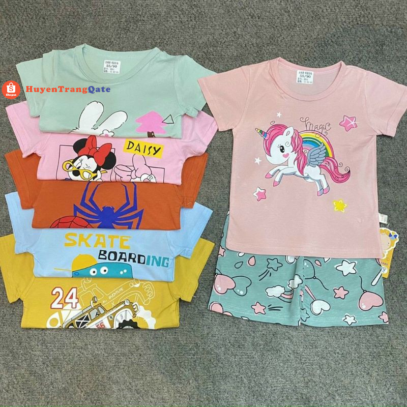 Bộ Cotton lạnh xuất hàn cho bé gái và bé trai cao cấp 8-40kg