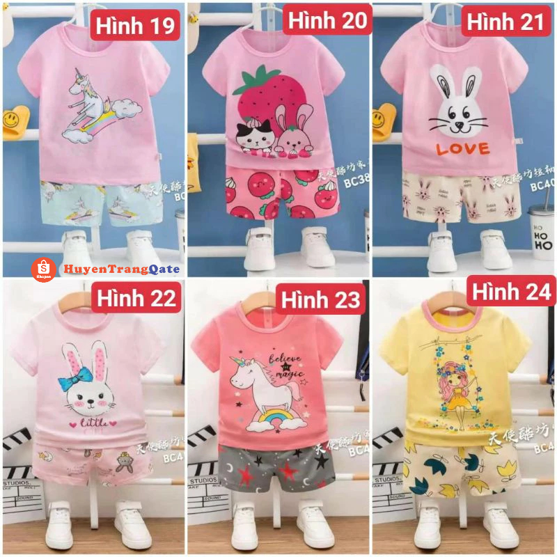 Bộ Cotton lạnh xuất hàn cho bé gái và bé trai cao cấp 8-40kg