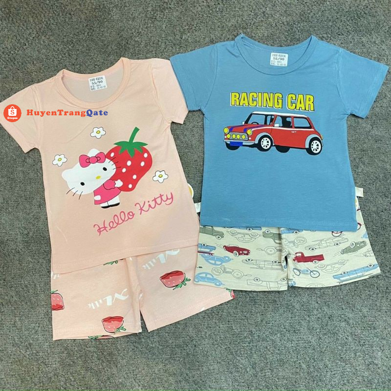 Bộ Cotton lạnh xuất hàn cho bé gái và bé trai cao cấp 8-40kg