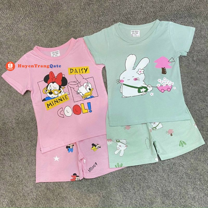 Bộ Cotton lạnh xuất hàn cho bé gái và bé trai cao cấp 8-40kg