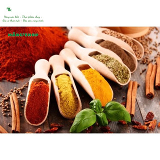 Bột thảo quả, hồi, cam thảo, quế, mùi, hành, tỏi, sả, gừng, giềng, nghệ, ớt, điều đỏ... gói 100g