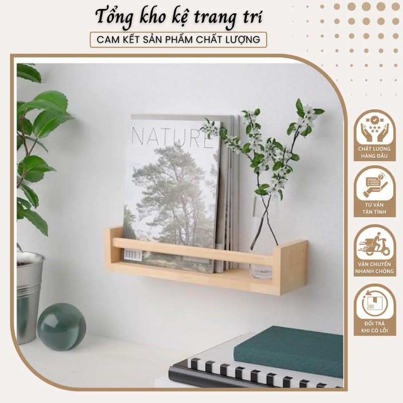 Kệ Gỗ Thông Chữ U Dán Tường Có Thanh Ngang Lắp Ráp Dễ Dàng, Tiện Lợi