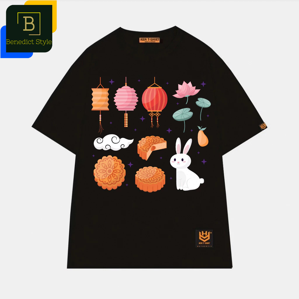 Áo thun unisex hình bánh trung thu thỏ ngọc bông sen lồng đèn Mid Autumn festival shirt BND389