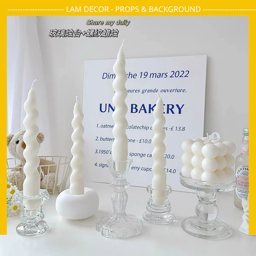 Chân nến thuỷ tinh, đế nến thủy tinh, nến thơm làm phụ kiện decor, phụ kiện chụp hình