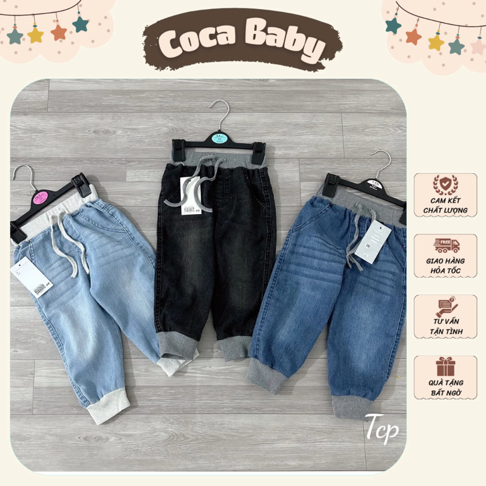 Quần Bò Cạp Chun Cho Bé Trai, Bé Gái Ống Bom 3 Màu Thoải Mái Vận Động