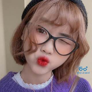 GỌNG KÍNH CẬN MẮT MÈO ĐEN NHÁM TRÒNG 0 ĐỘ - LẮP ĐỘ THEO YÊU CẦU
