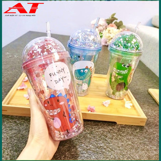 Ly Giữ Nhiệt Kim Tuyến Hình Dễ Thương (Kèm Ống Hút)