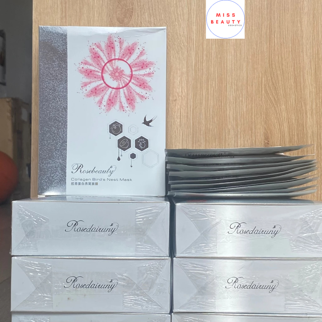 Hộp 10 miếng Mặt Nạ Yến Collagen Rosebeauty trắng da căng bóng