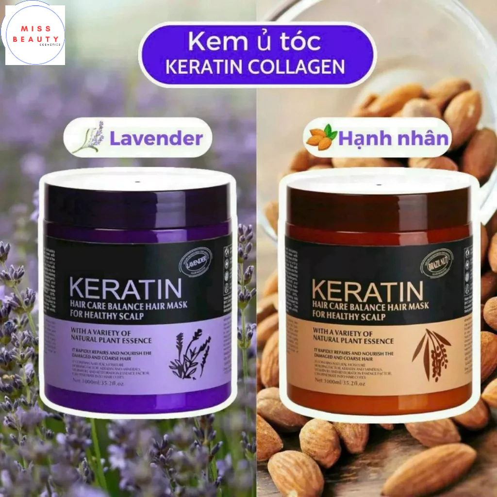 Kem ủ tóc KERATIN collagen 1000ml siêu mềm tóc, gỉảm khô xơ