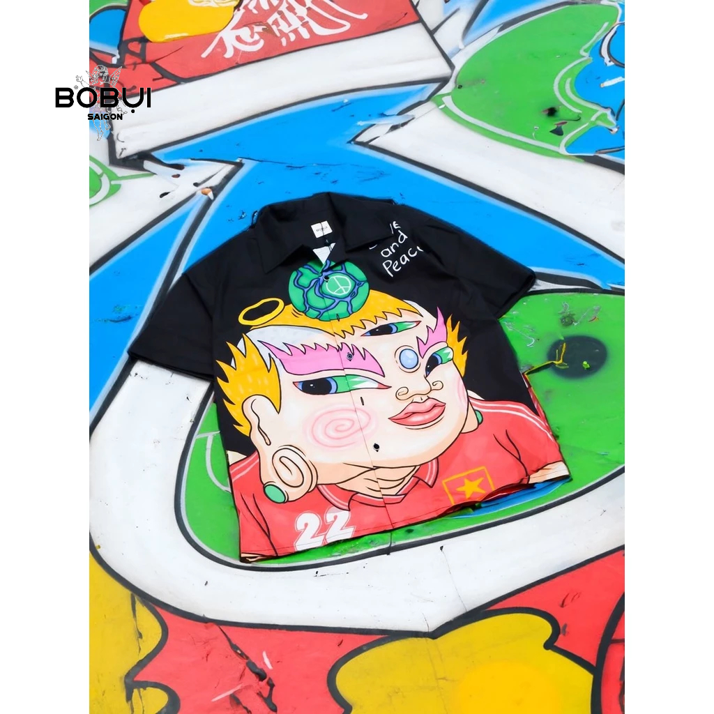 SƠ MI BOBUI THAILINH NGẮN TAY ĐẬU ANGEL LOVE PEACE