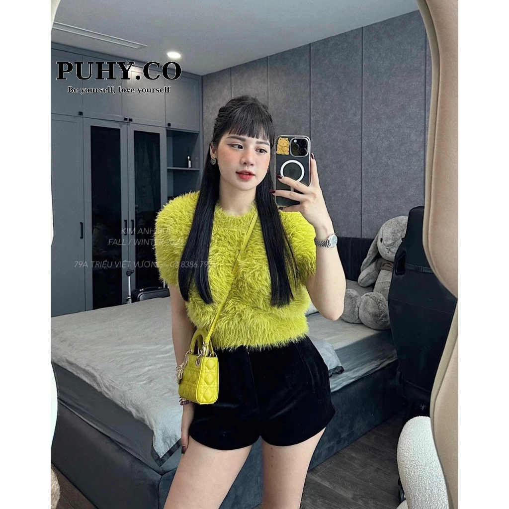 Quần short nhung form basic siêu xinh ai cũng nên có - ảnh thật