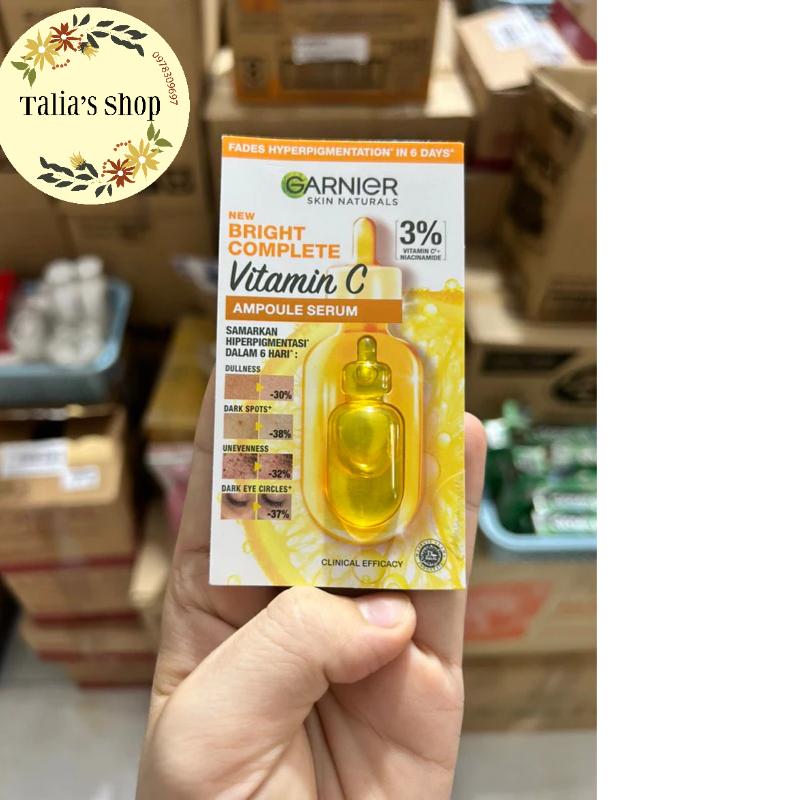 Dưỡng chất cô đặc làm mờ quầng thâm và thâm mụn Garnier Bright Complete VitaminC Ampoule Serum 1.5ml