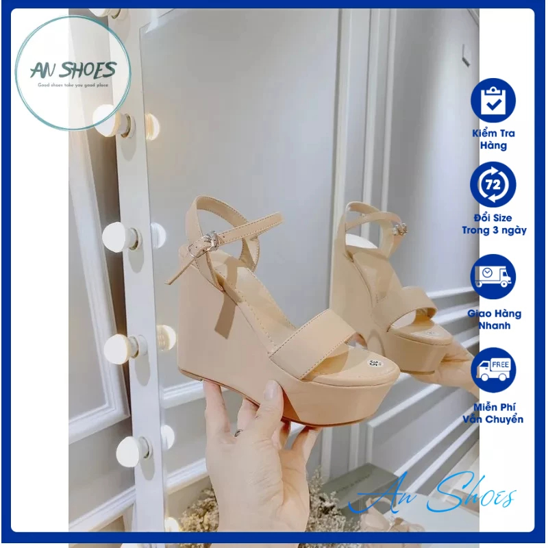 ☘️ AN SHOES☘️Sangdal xuồng chất da đế kếp 9cm -12 cm