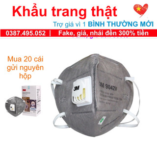 Khẩu trang 3M 9042V N90 KN90 P1 FFP1 màng than hoạt tính lọc 90% độc bụi PM2.5 đeo đâì có van thở lọc khí chính hãng