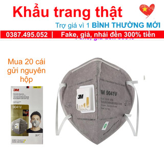 Khẩu trang 3M 9041V N90 KN90 P1 FFP1 màng than hoạt tính lọc 90% độc bụi PM2.5 có van lọc khí chính hãng chống dịch