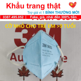 Khẩu trang trẻ em 3M 9033 N90 KN90 P1 FFP1 lọc hơn 90% bụi mịn PM2.5 PM 2.5 không van thở lọc khí chính hãng chống dịch