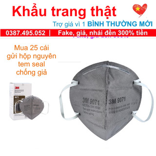 Khẩu trang 3M 9071 N90 KN90 P1 FFP1 màng than hoạt tính lọc 90% độc bụi PM2.5 không có van lọc khí chính hãng chống dịch