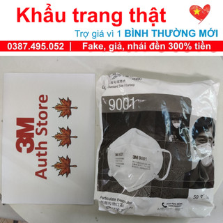 Combo túi 50 cái 3M 9001 N90 KN90 nguyên seal chính hãng lọc 90% bụi siêu mịn PM2.5 không van thở lọc khí, kém N95