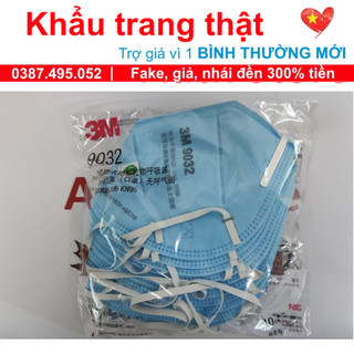Combo túi 10 cái khẩu trang 3M 9032 KN90 N90 nguyên seal chính hãng đeo đầu mới hơn 3M 9002 lọc 90% bụi siêu mịn PM2.5