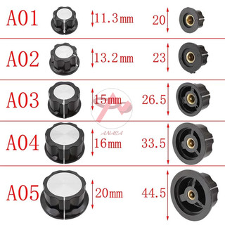 Núm Vỏ Chiết Áp ABS Màu Đen MFA Hình Hoa Mận Lỗ Ren M6 WX110